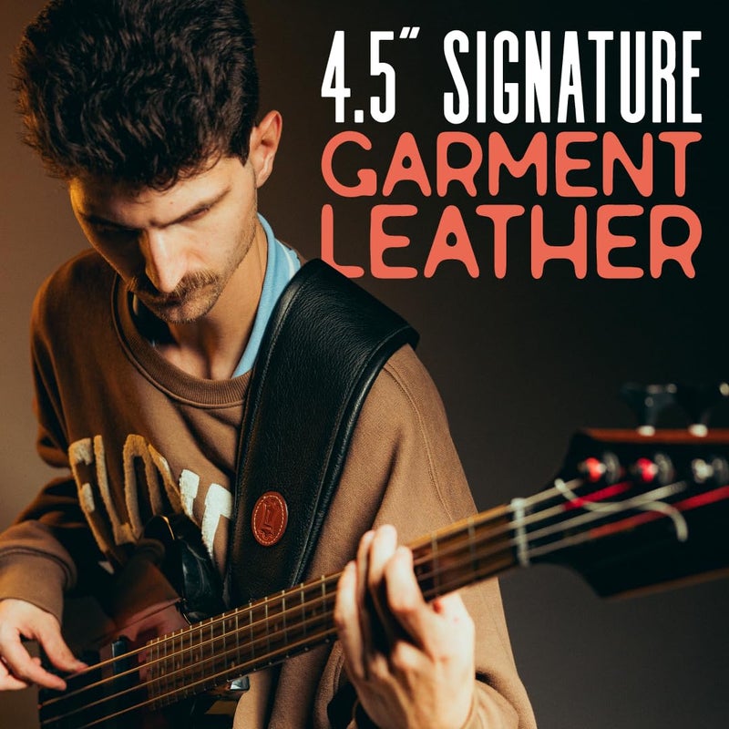 Levy's Leathers Signature Legacy Series 4.5" Garment Leather Guitar Strap; Black (MSS2-4-BLK) - Image 2